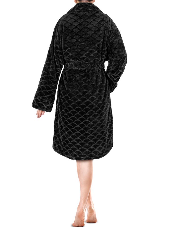 Pavilia – wholesale Morgonrock - Dam – Kvinnors kammussla mönster Fleece kort mantel