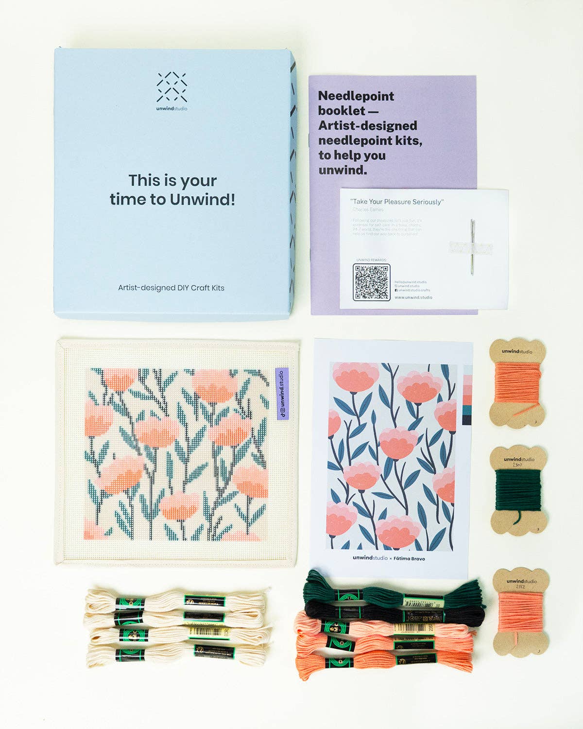 Unwind Studio – wholesale DIY craft kit – About Me Sunglasses Case Needlepoint Kit3