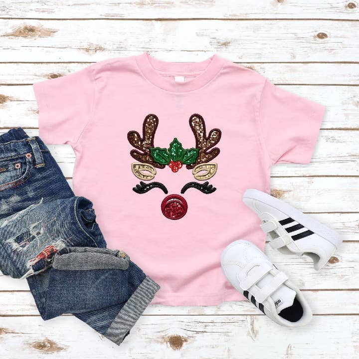 Karri Jones Custom- Girl Reindeer (Youth Light Pink Softstyle) for wholesale by Southern Attitude Designs Inc