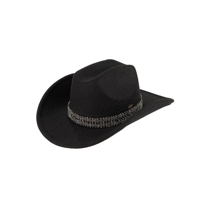 Hana - Wholesale Cowboy Hat - Women's - C.C Stone Glitter Band Vegan Cowboy Hat