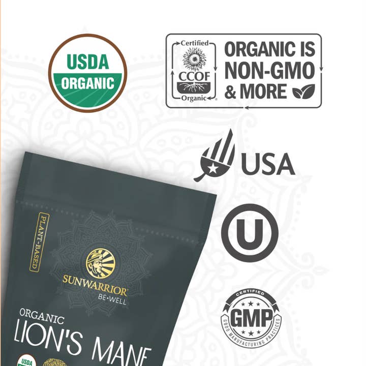 Sunwarrior - Wholesale Powdered Health Drink - Be Well Organic Lion's Mane Mushroom Powder Drink Mix