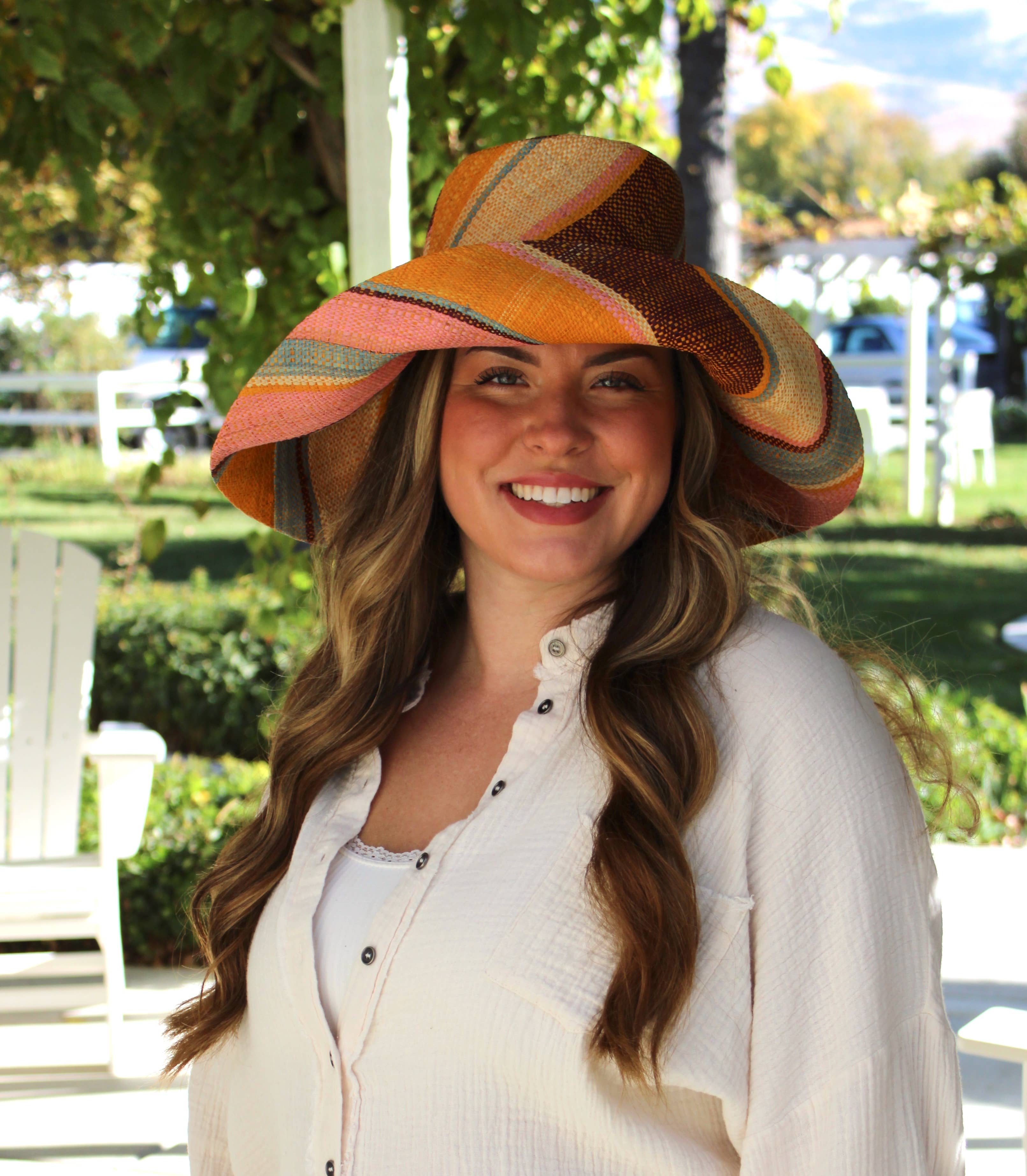 Shebobo - Vente Chapeau de paille – femme - Chapeaux de paille Shebobo Monica à larges bords rayés 13 cm et 18 cm pliables41