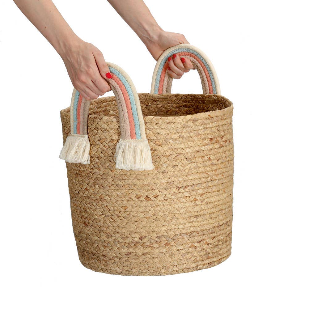 nature Storage basket "Rainbow", seagrass/cotton for wholesale on Faire10
