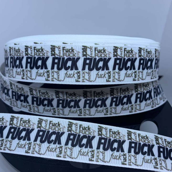 D Company Supply - Wholesale Ribbon - Gift Wrapping - 1 yard 7/8" Profanity Cussing FUCK Grosgrain Ribbon