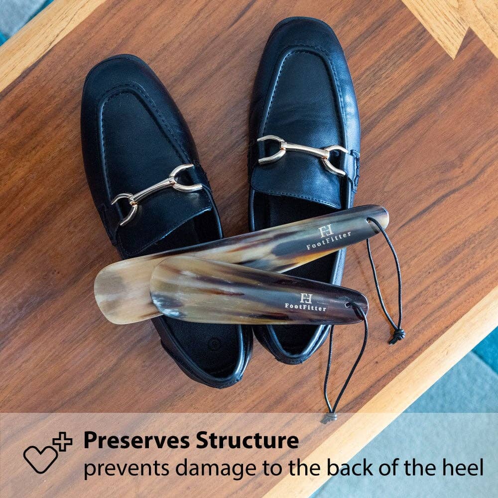 FootFitter - Wholesale Shoe Horn - Unisex - FootFitter Genuine Bull Horn Shoe Horn, 9"5