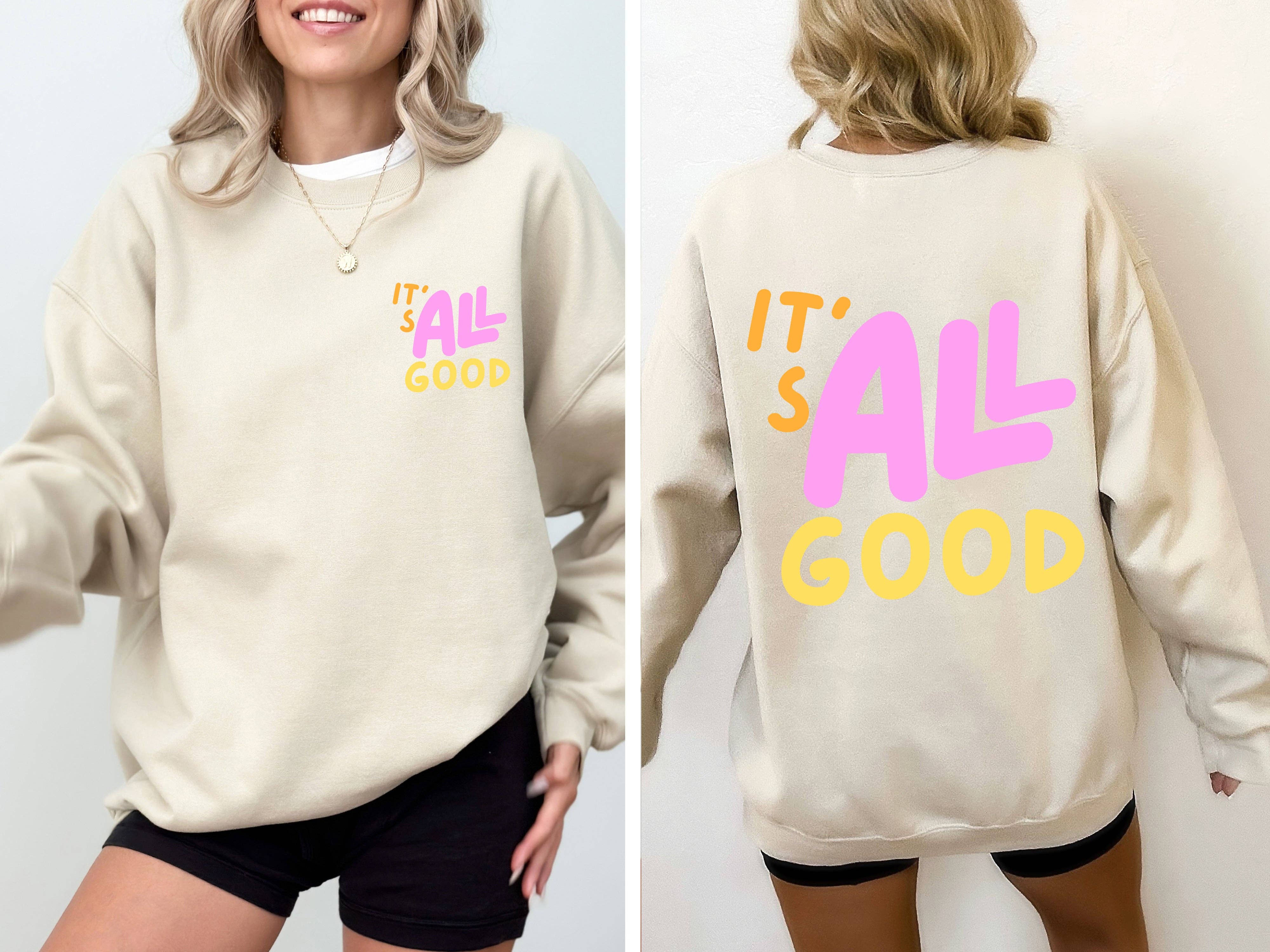 Refinery Number One LLC - Vente Sweat-shirt à imprimés – femme - Sweatshirt rétro coloré « It’s All Good »5