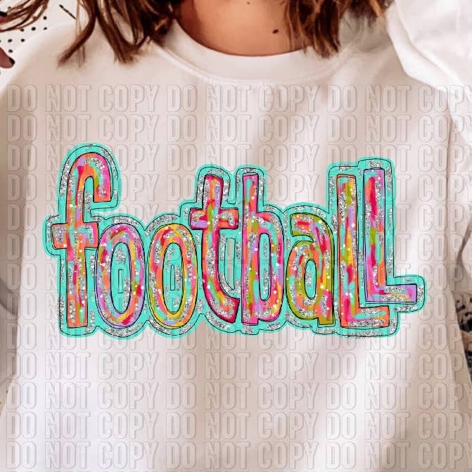 Sølv Glitz Fodbold DTF Transfer for engroshandel hos K and M Designs