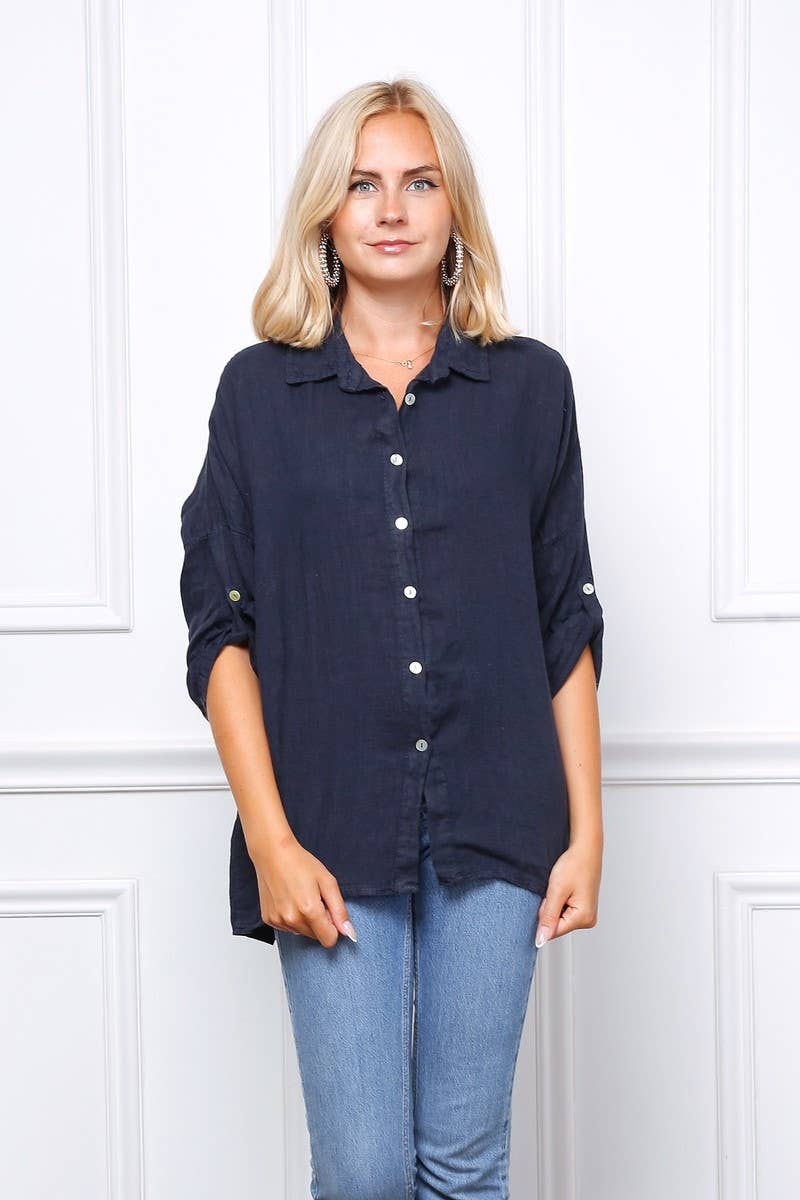 Happy look - Wholesale Button Down Shirt - Women's - Loose linen shirt 17