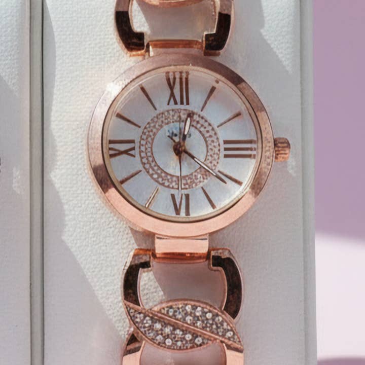 Arya Jewellery Wholesale - Wholesale Wrist Watch - Women's - Crystal Link Round Face Watch3
