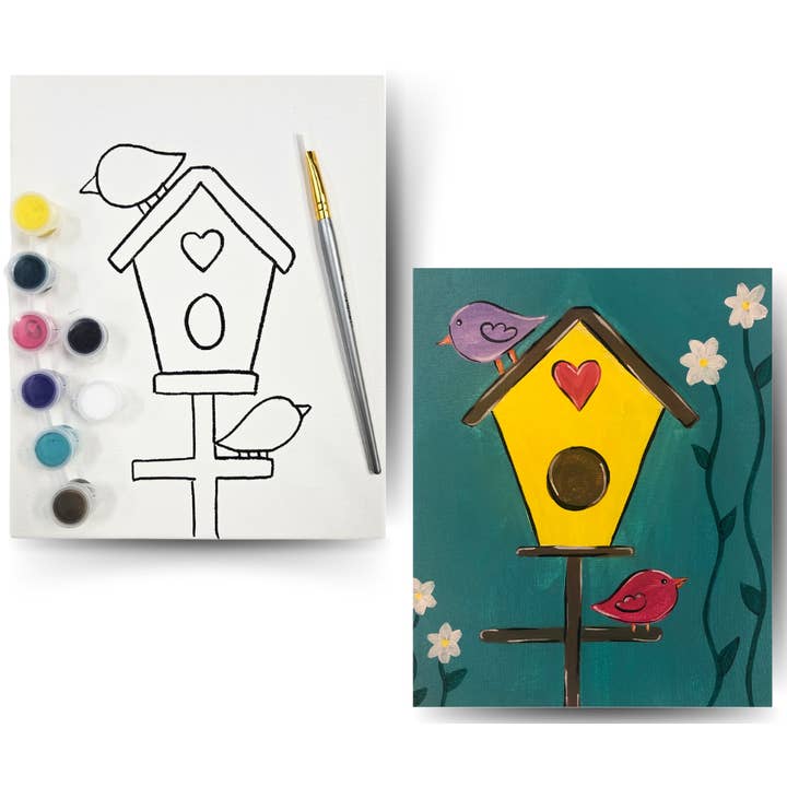 Birdhouse - DIY Canvas Paint Kit - Includes Paint & Brush for wholesale by Painted Grape