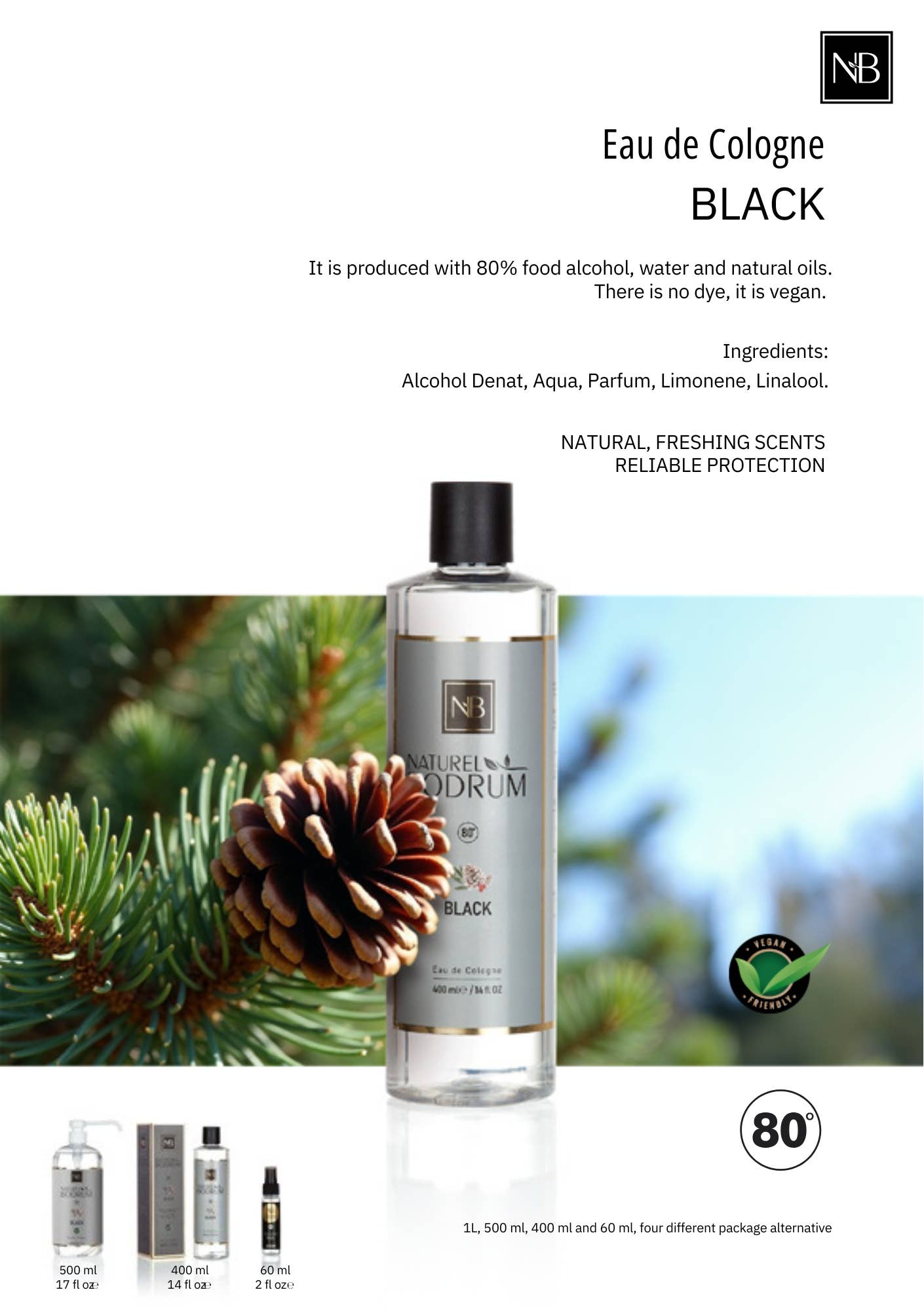 NB NATURAL BODRUM – Colónia em spray por atacado – Colónia Negra Extra Forte 17 Oz Nb Colónia Turca2