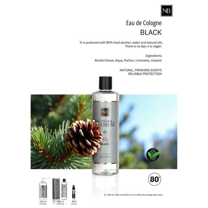 NB NATURAL BODRUM – Colónia em spray por atacado – Colónia Negra Extra Forte 17 Oz Nb Colónia Turca2