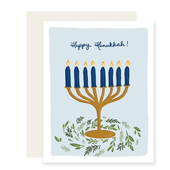 Menorah Greens Kort | Hanukkah-kort for engroshandel hos Slightly Stationery