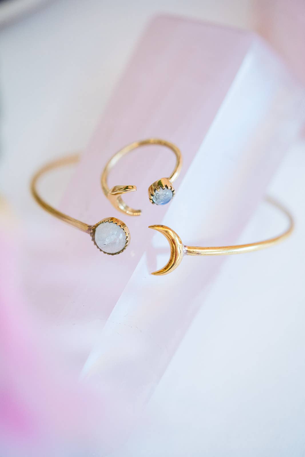 Bella Vita Jewelry - Wholesale Cuff Bracelet - Gemstone Sun and Moon Open Brass Bangle Bracelet14