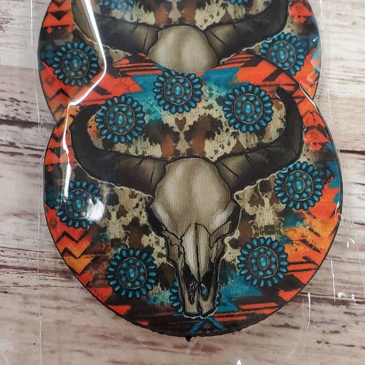 Car Coasters~ Skull for wholesale by Paxton's One Stop Shop LLC