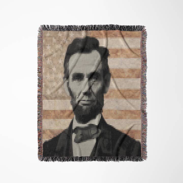 3dRose - Wholesale Throw Blanket - 3dRose, Abraham Lincoln - President Abraham Lincoln, designed using a cool pixel effect, Blanket