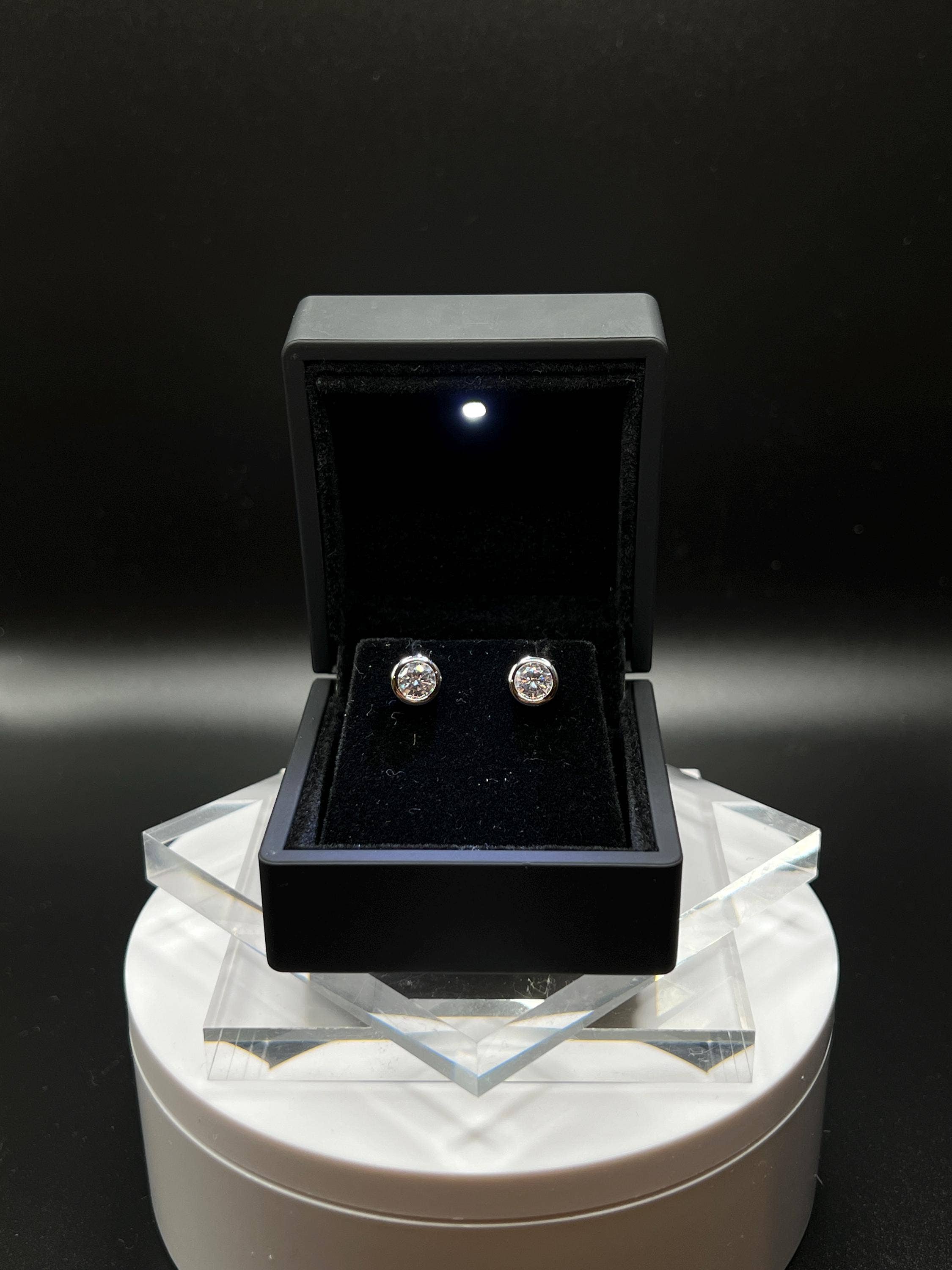 Elegant Jewels LLC - Wholesale Stud/Post Earrings - 3 CT Round Bezel Diamond Stud Earrings, 14K Gold, Lab Grown5