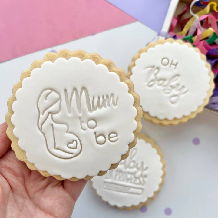 Mum To Be Iced Shortbread Cookies | Decorated Biscuits for wholesale by Gardners Cookies