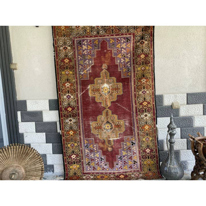 Oushak Rugs - Wholesale Area Rug - Vintage Turkish Oushak Handmade Geometric Wool Rug 4x6 ft6