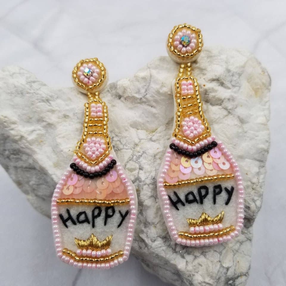 The Pretty Jewellery - Wholesale Dangle Earrings - HAPPY Champagne Bottle Beaded Earrings1