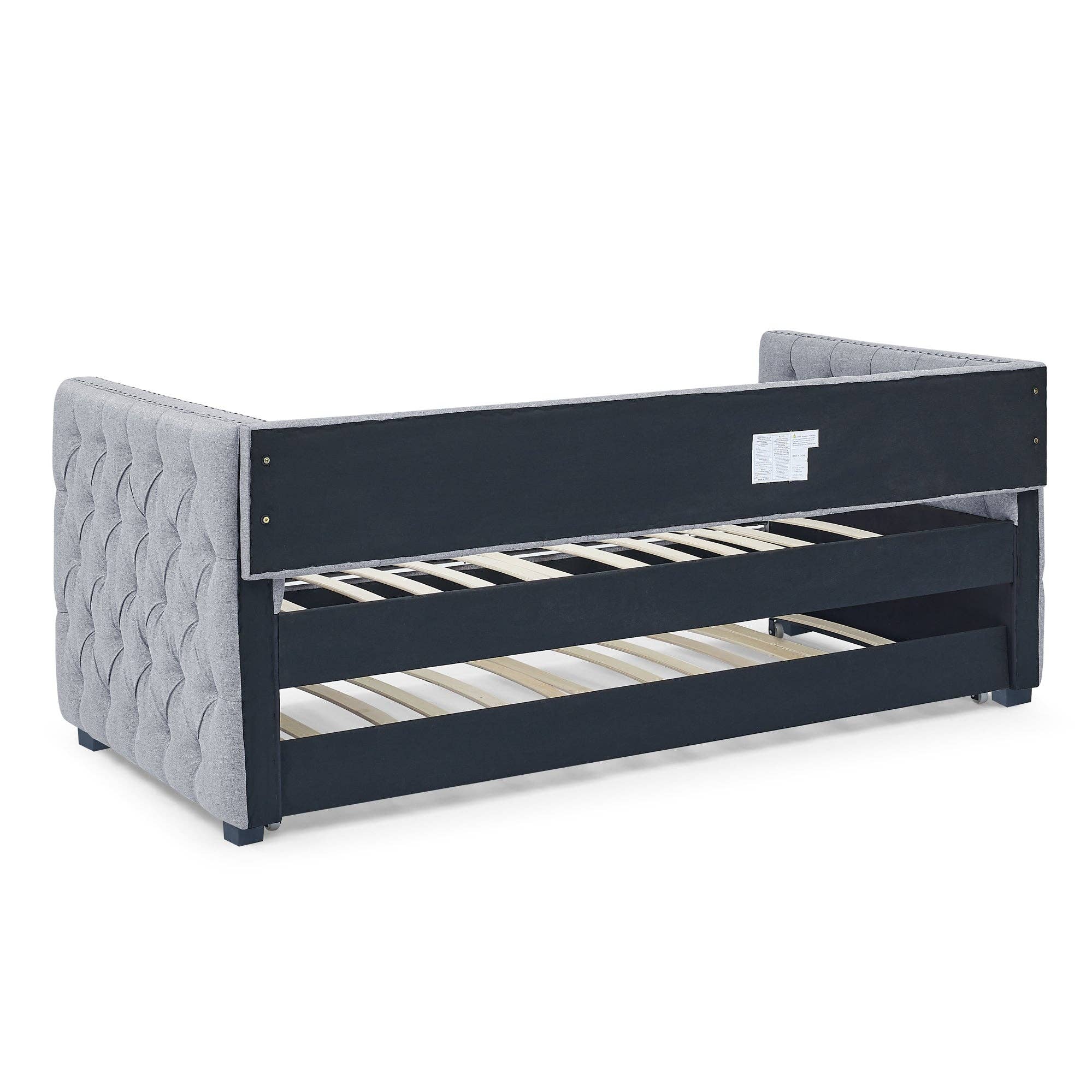 39F Inc. - Wholesale Sofa - Grey Upholstered Twin Daybed with Tufted Trundle Bed7