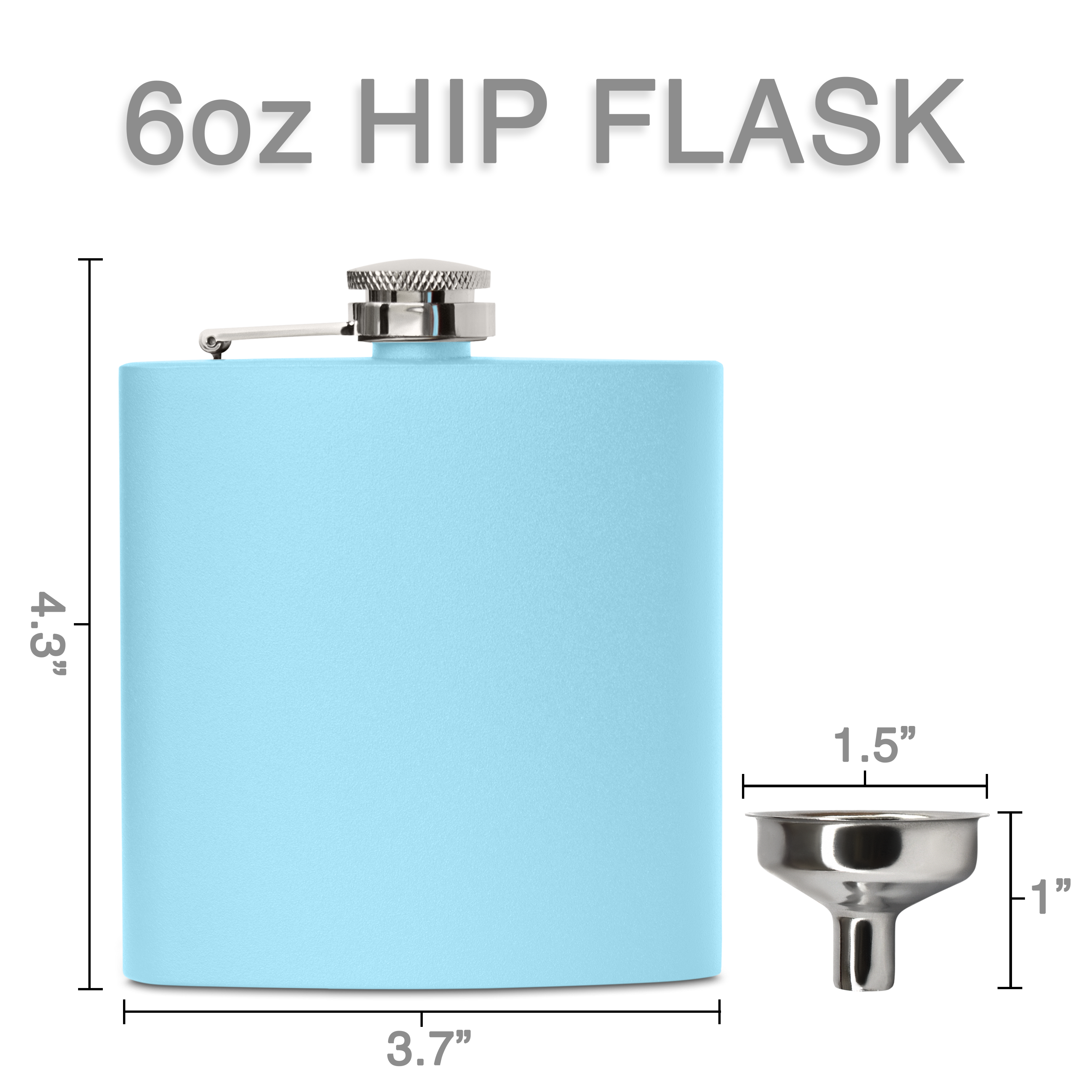 Clear Water Home Goods - Vente Flasque - Flacon à hanche en acier inoxydable de 6 oz avec entonnoir | Flacon revêtu de poudre25