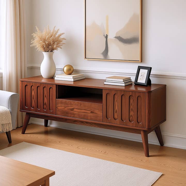 Fall Living Room Mid Century Fluted TV Stand with Storage for wholesale by HOMYCASA DESIGN INC