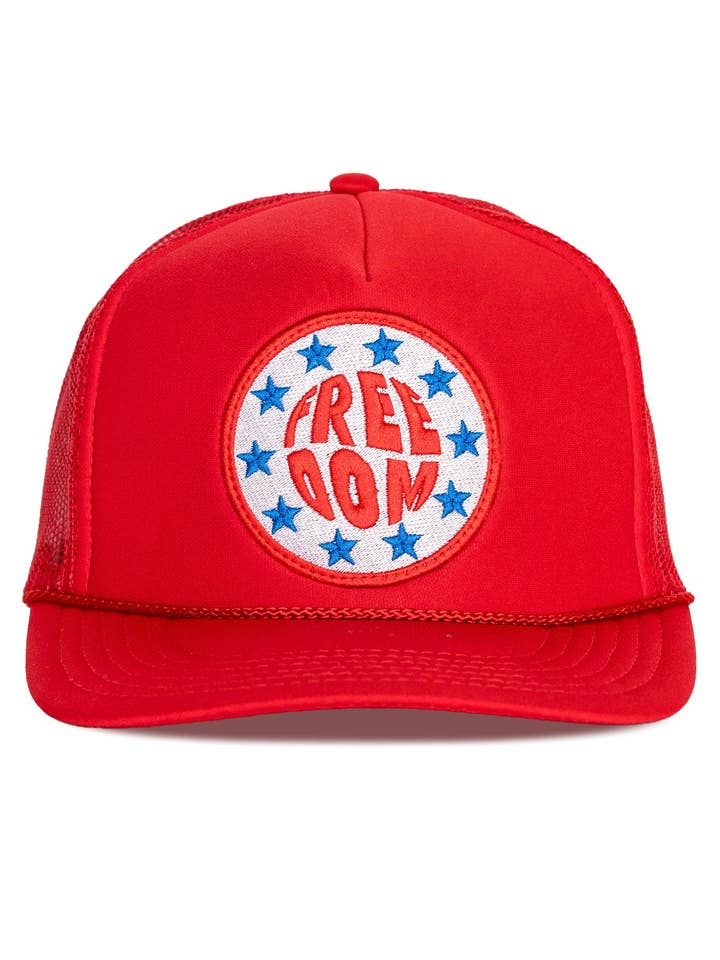 Freedom Stars Trucker Hat in Red for wholesale by Friday Feelin'