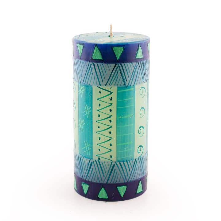 Thumbprint Artifacts - Wholesale Tapered Candle/Candlestick - Blue and Green Candle2