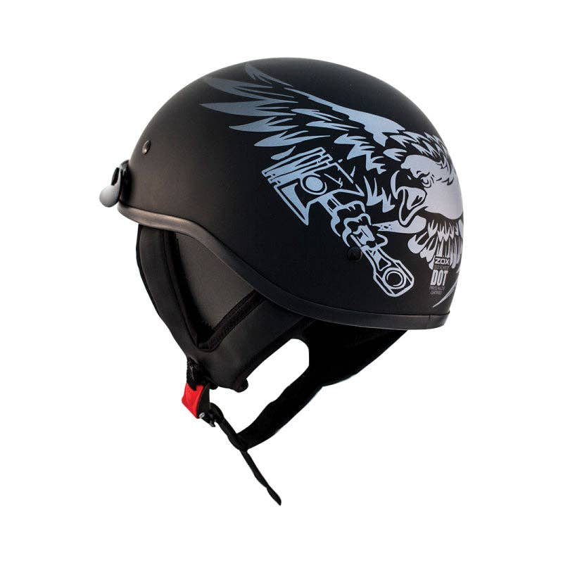 ZOX ST-225B ‘Alto Custom' Eagle Silver Motorcycle Open Face Helmet with Drop Down Visor for wholesale on Faire3