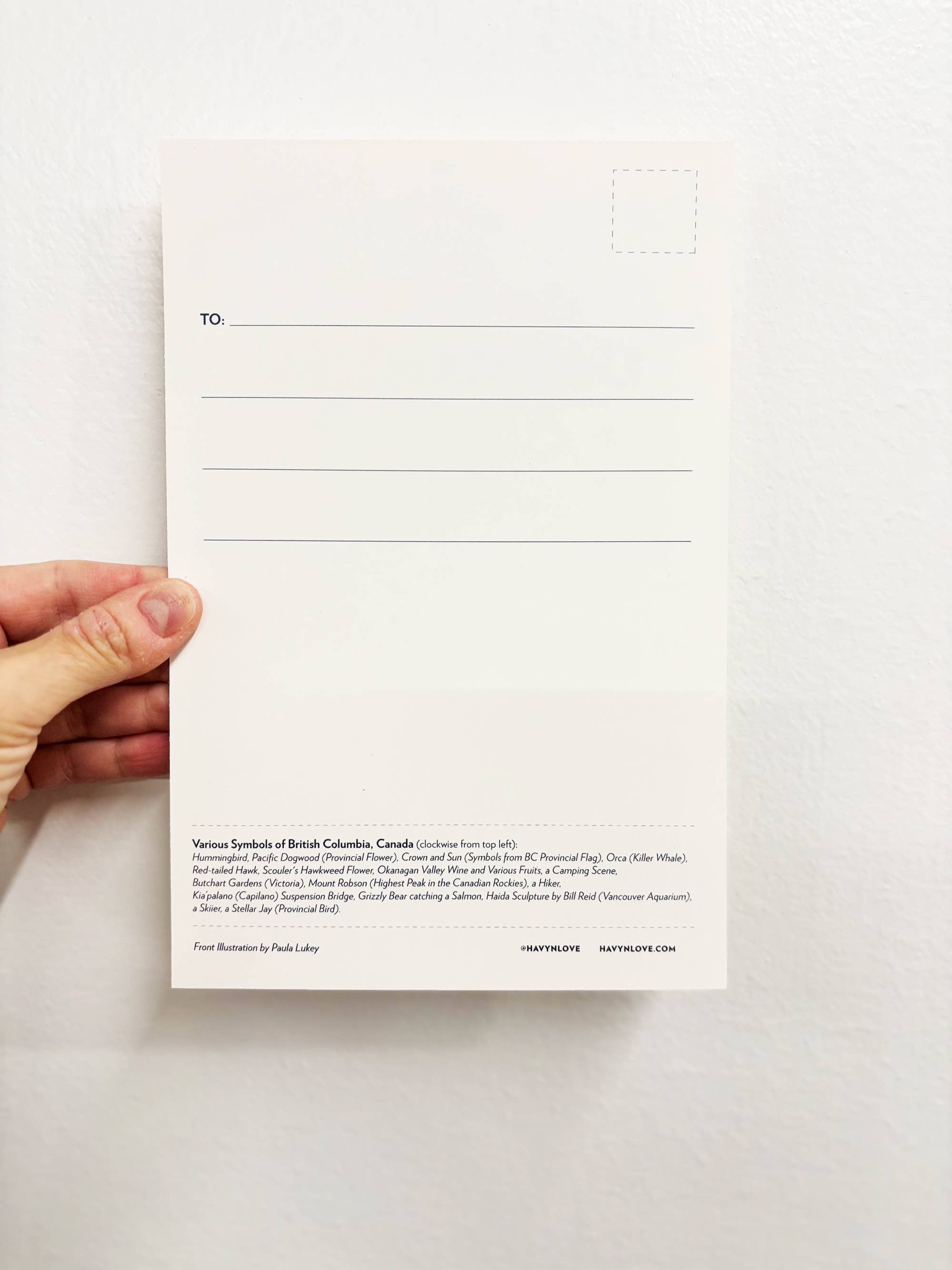 HAVYN - Vente Cartes postales - Carte postale 6x9 des symboles de la Colombie-Britannique, Canada1