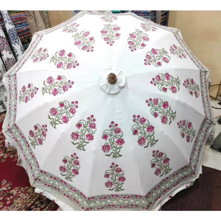 Bhawana Handicrafts - Wholesale Patio Umbrella - 5 Piece Lot, Garden Umbrella Indian Floral Patio Parasol8