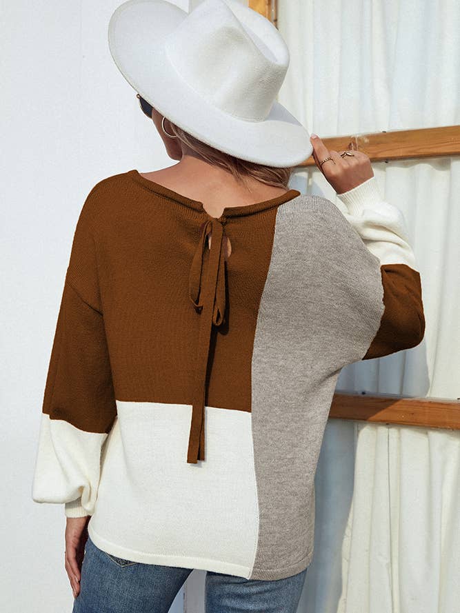 UNISHE – wholesale Pullovertröja - Dam – Color Block Back Tie Pullover Tröjor MMY0213