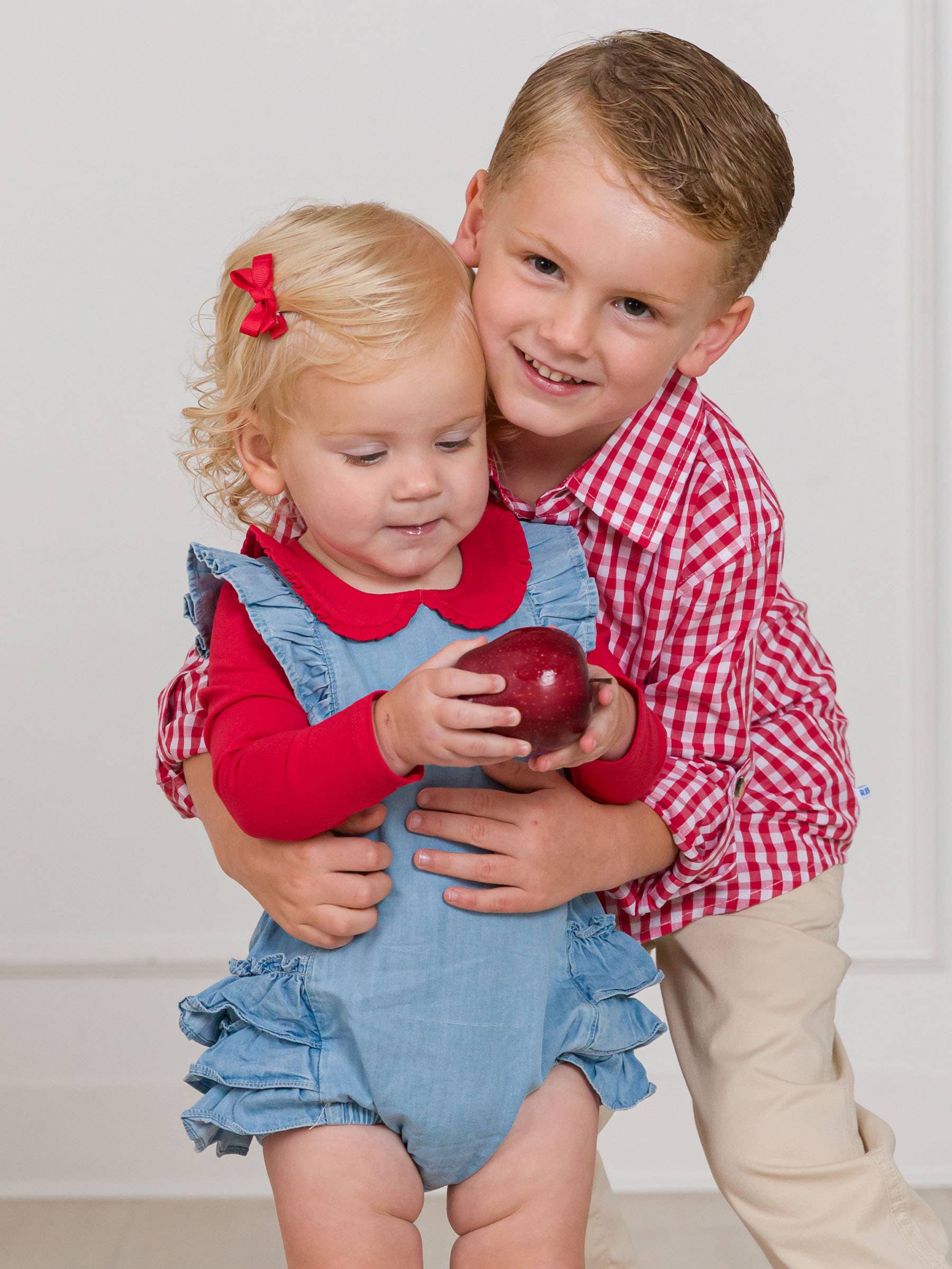 Rood Baby meisjes rood gerimpeld Peter Pan kraag lange mouwen gebreid rompertje voor groothandel op Faire2