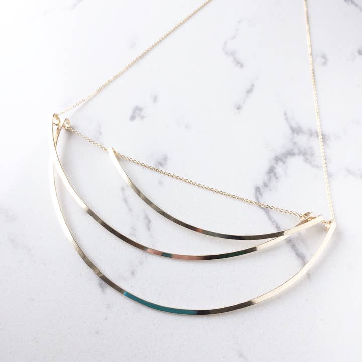14K Gold Fill Tidal Necklace, Statement Necklace, Silver for wholesale by L.Greenwalt Jewelry