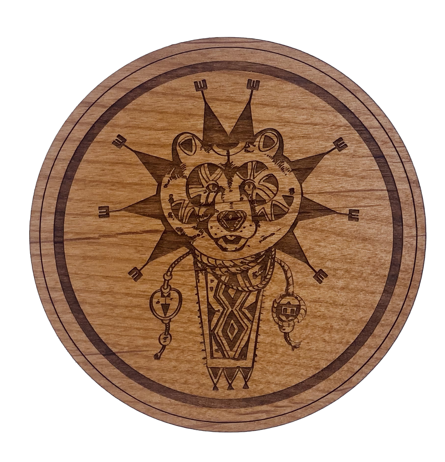 Woodcutts Inc. - Wholesale Coasters - Totemic Bear Wood Coaster0