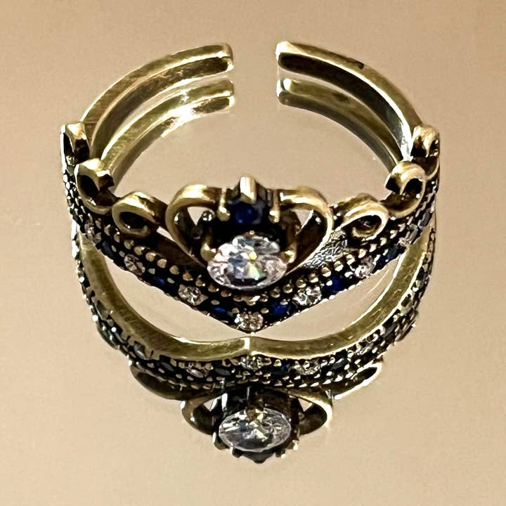Vintage Crown Heart Open Ring for wholesale by mildstyles