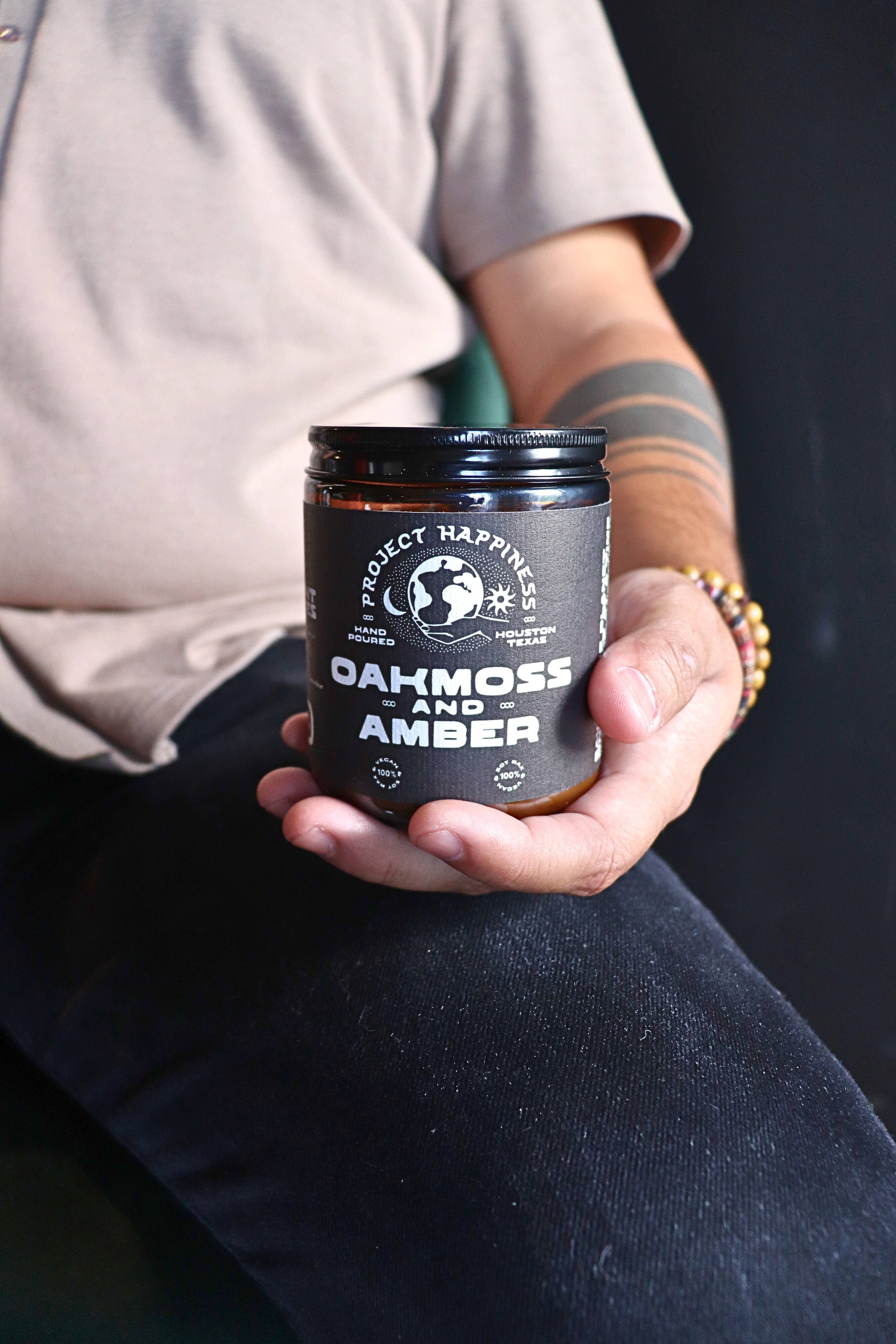 Project Happiness Candle Co. - Wholesale Jar/Filled Candle - Oakmoss and Amber Soy Candle - 8oz4