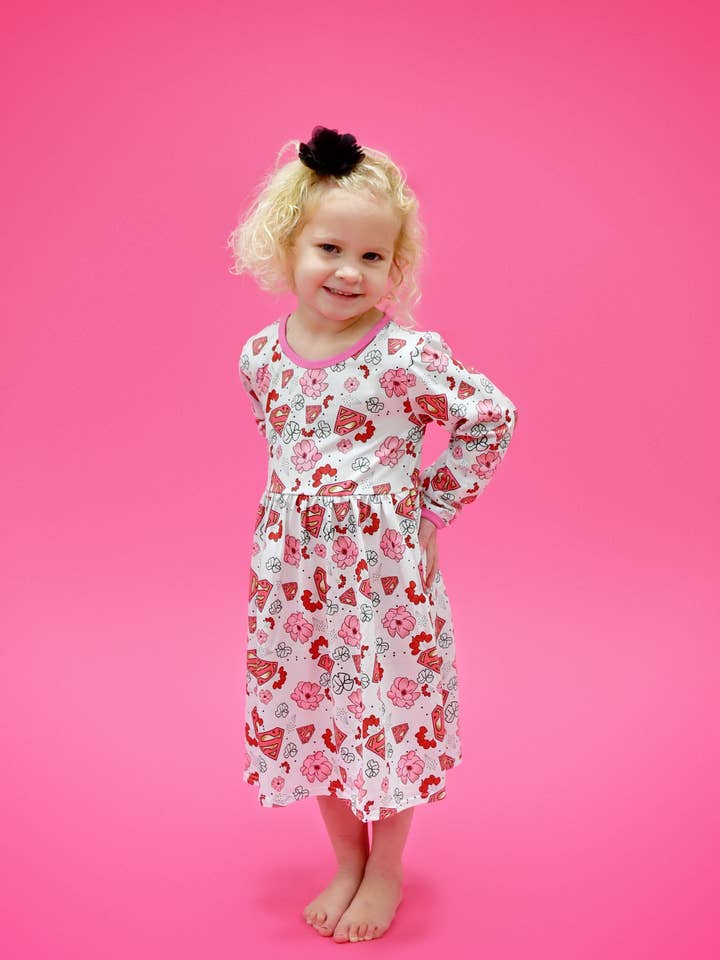 Super Valentine Long Sleeve Milk Silk Dress for wholesale by Great Lakes Kids Apparel