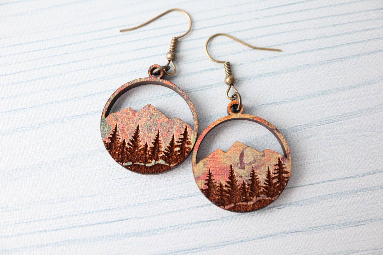 Nine Mile Creative - Wholesale Dangle Earrings - Weathered Mountains Wood Dangle Earrings6