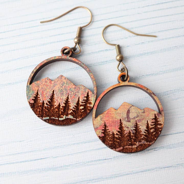 Nine Mile Creative - Wholesale Dangle Earrings - Weathered Mountains Wood Dangle Earrings6