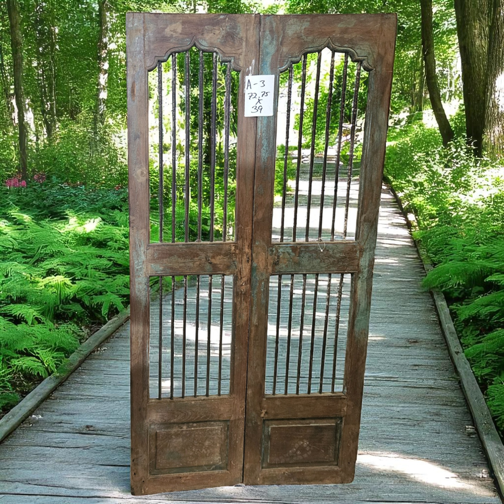 Wilco Home - Wholesale Wall Accent - One-of-a-kind Vintage Solid Wood Doors with Iron Protectors2