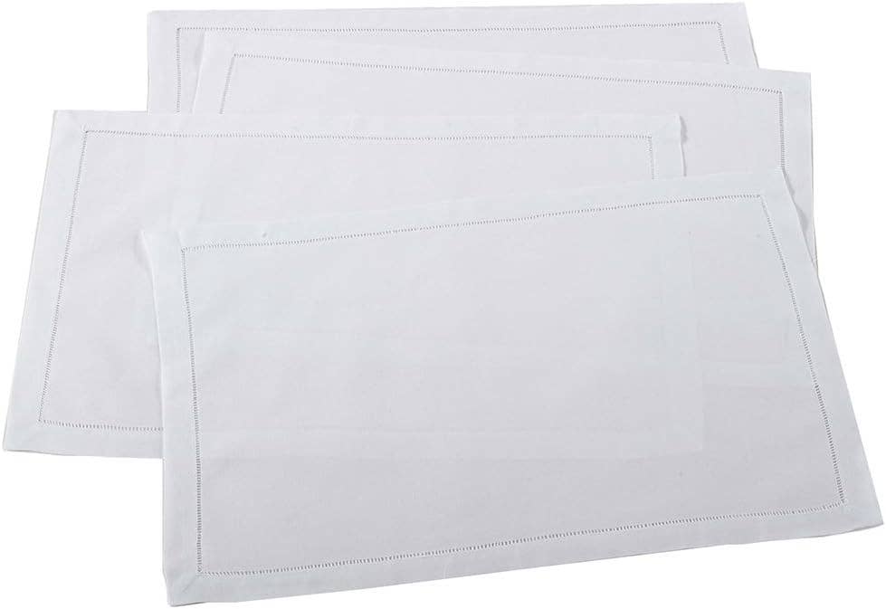 Fennco Styles – wholesale Bordstablett – Vit broderad linne-bomullsunderlägg2