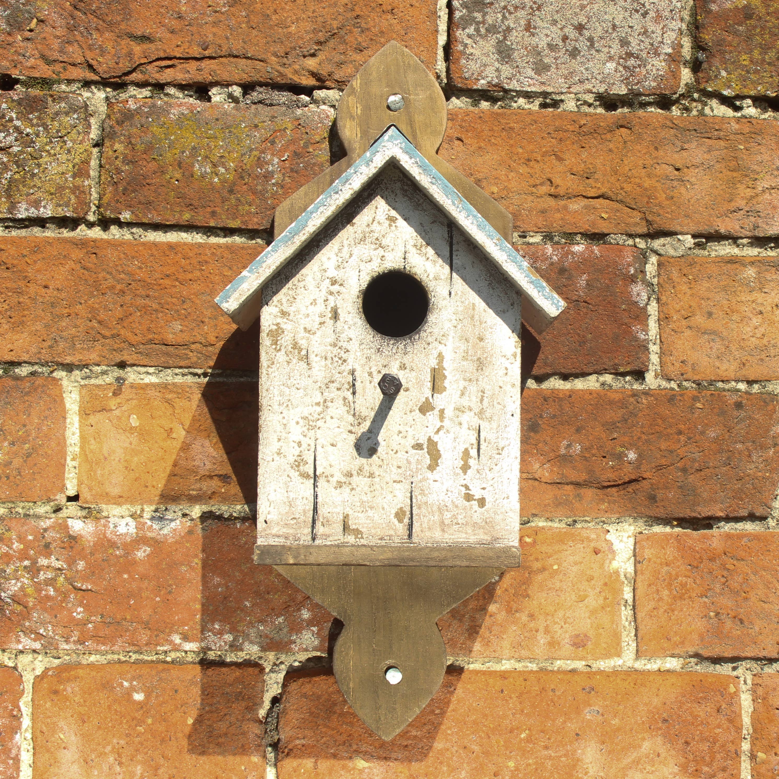 Originals International Ltd - Wholesale Bird House - White Bird House with Blue Roof on Plaque5