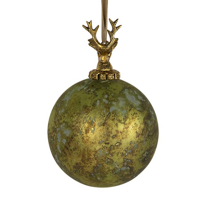 decorative ball deer antique green 12cm for wholesale by Mars & More - Brand of B Living