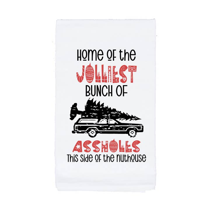 Torchon de Noël Jolliest Bunch of Assholes pour la vente par Sycamore Creek Makers