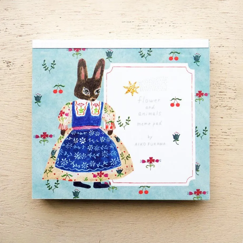 「FUNJI」In Japan - Wholesale Notepad - Aiko Fukawa Memo Pad | Flower and Animals Notepad0