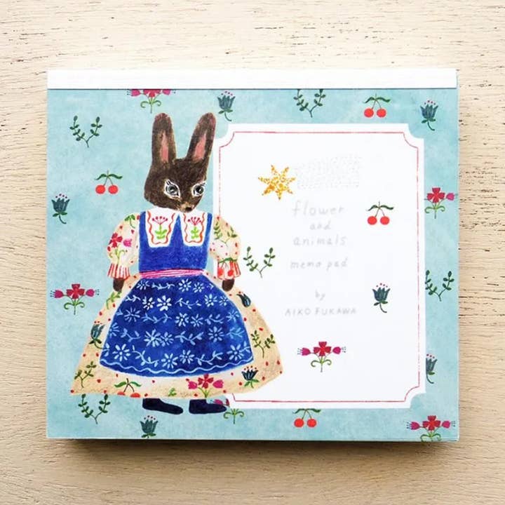 「FUNJI」In Japan - Wholesale Notepad - Aiko Fukawa Memo Pad | Flower and Animals Notepad0