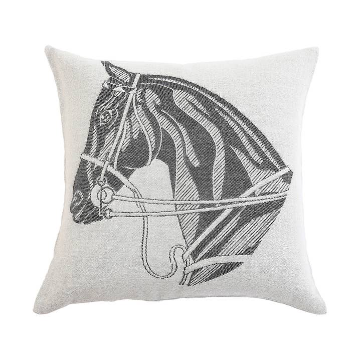 Stick & Ball Horse Head Pillow - Charcoal (Left Facing) for wholesale by Stick & Ball