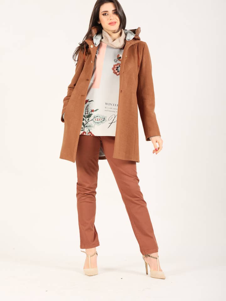 WOOL-BLEND JACKET WITH QUILTED HOOD for wholesale by Oltretempo